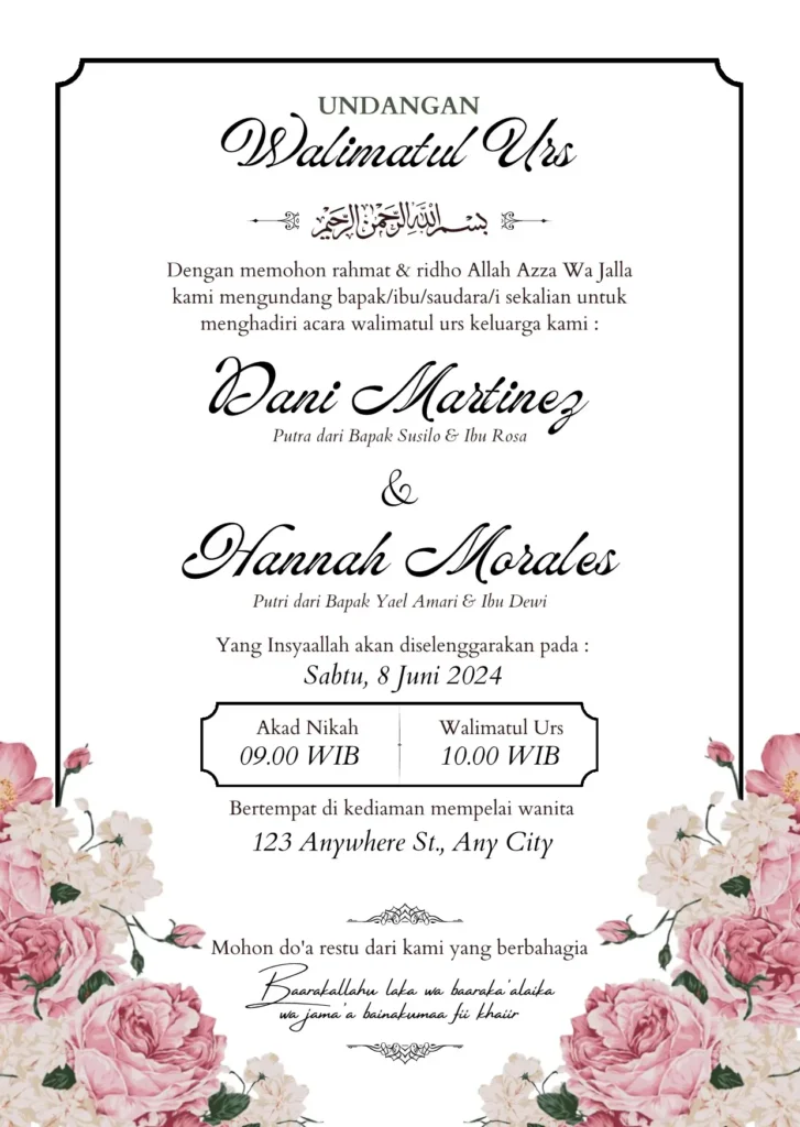 format undangan walimatul ursy