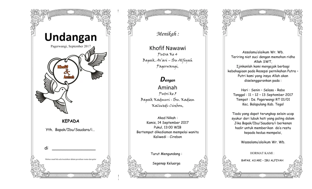 undangan pernikahan lipat 3