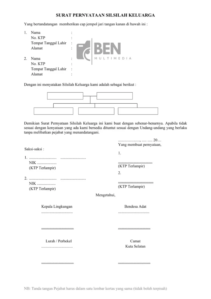 Format Surat Silsilah Keluarga Word