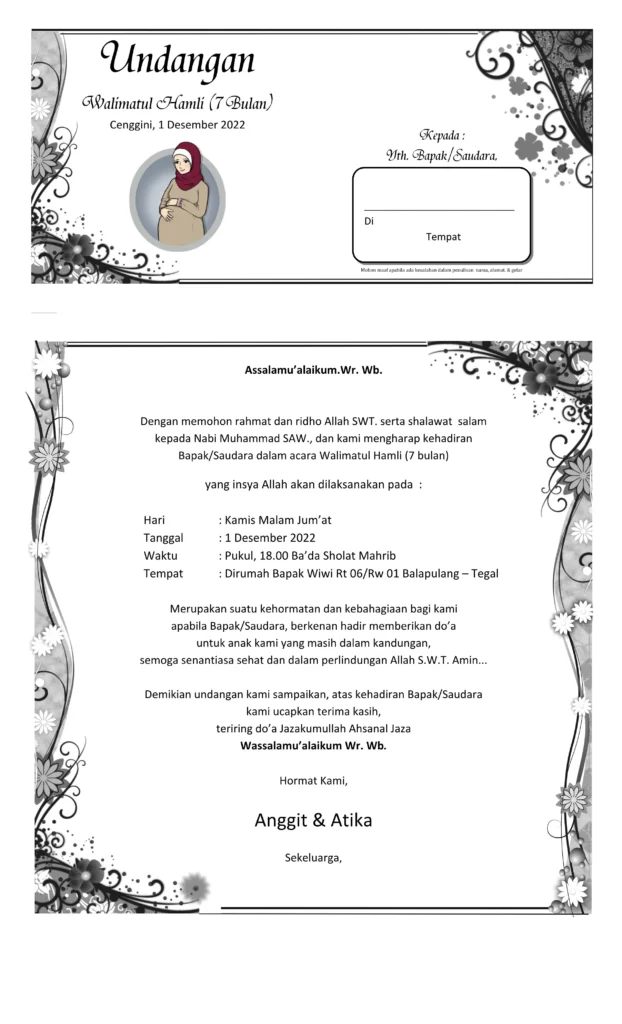 undangan 7 bulanan kehamilan word
