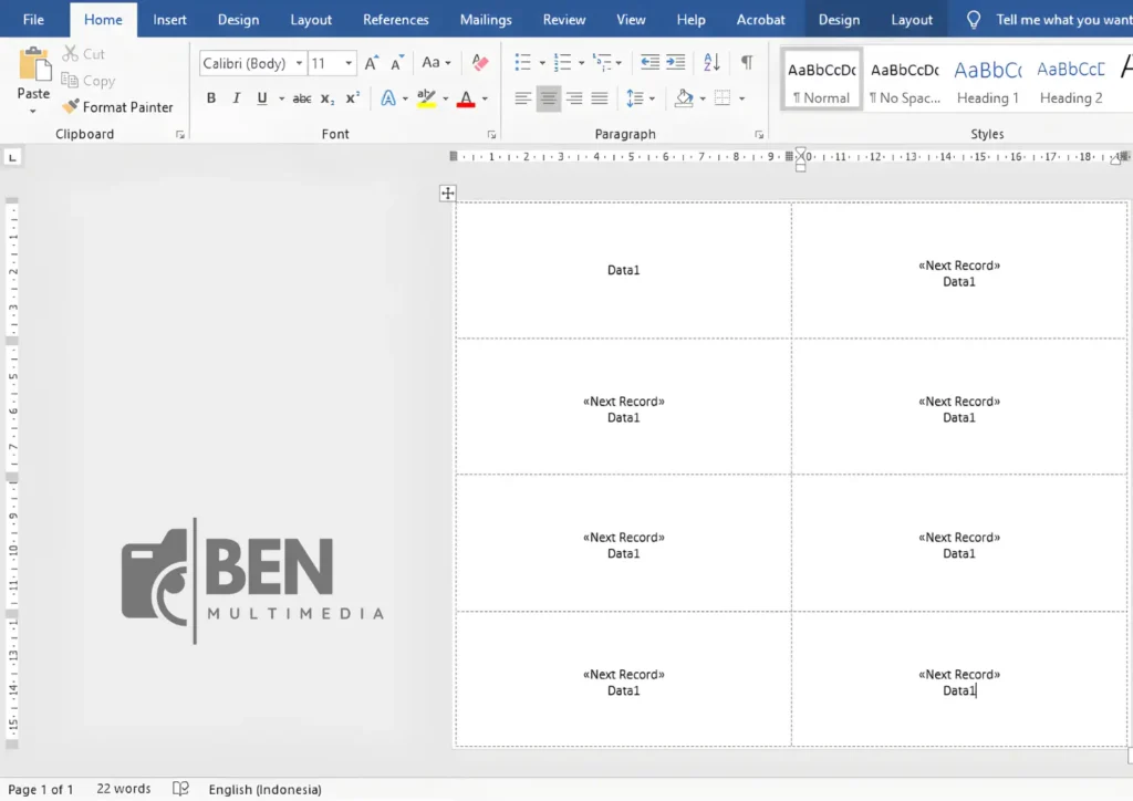 Template Label no 100 Word