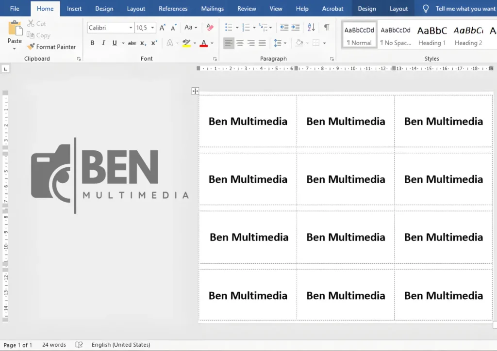 Template Label 103 Word