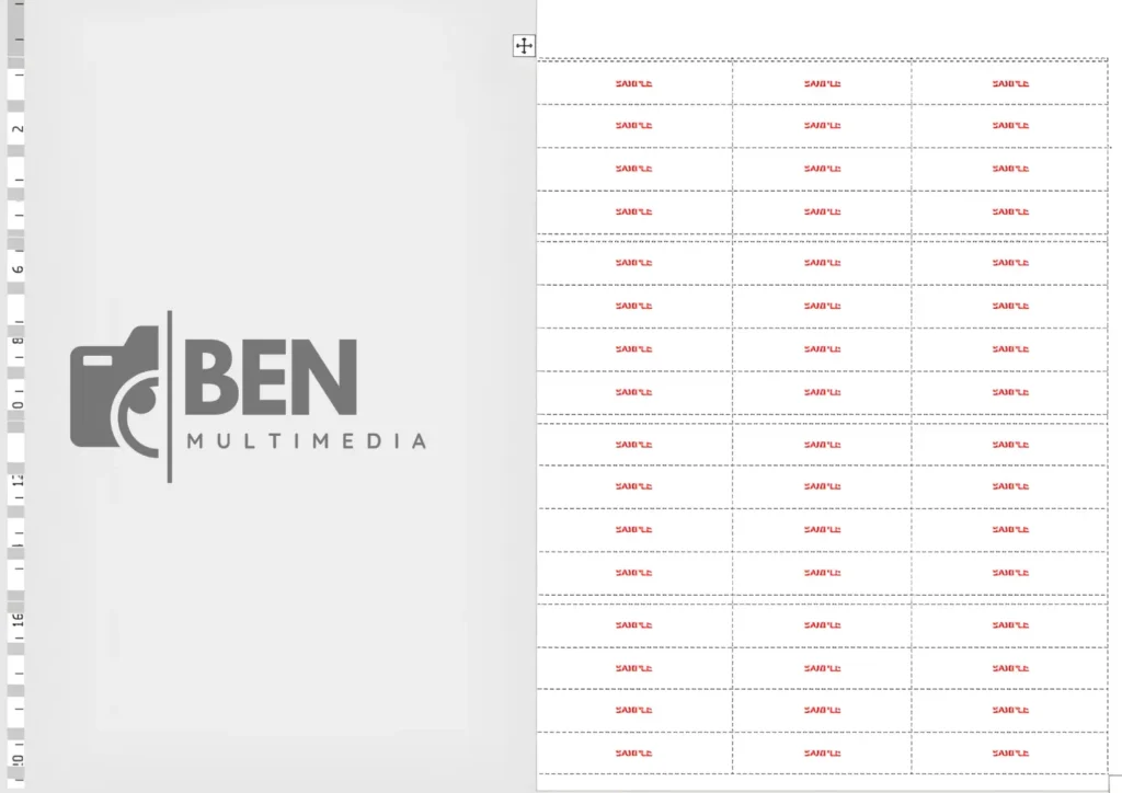 Template Label 126 Word