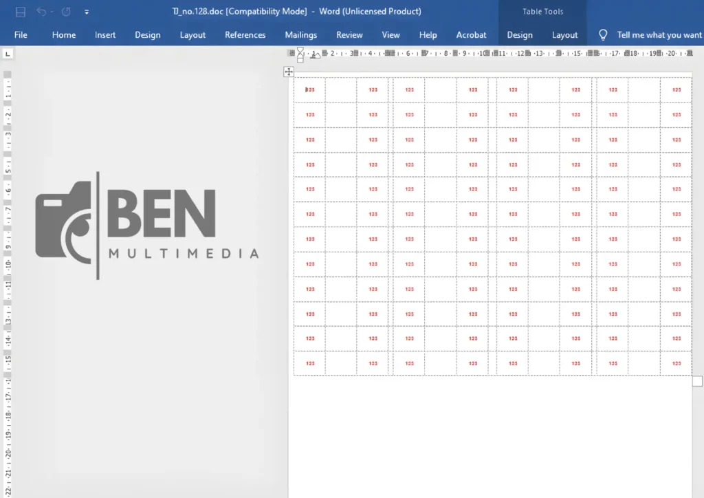 Template Label 128 Word