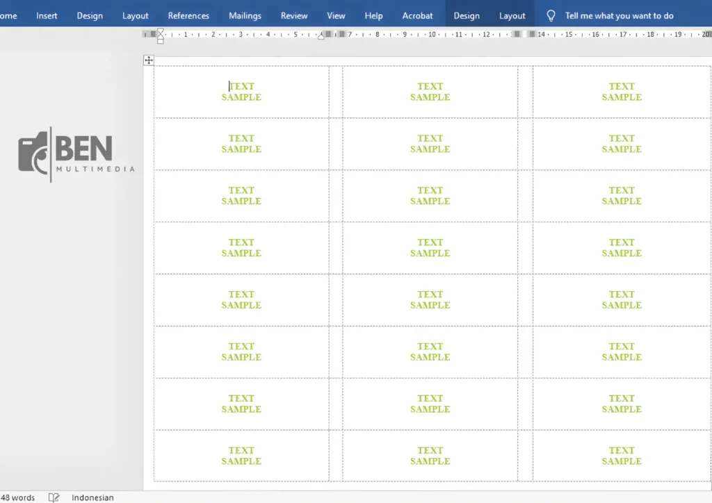 Template Label 129 Word