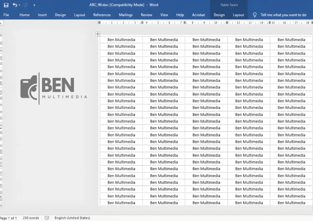 Template Label 99 Word