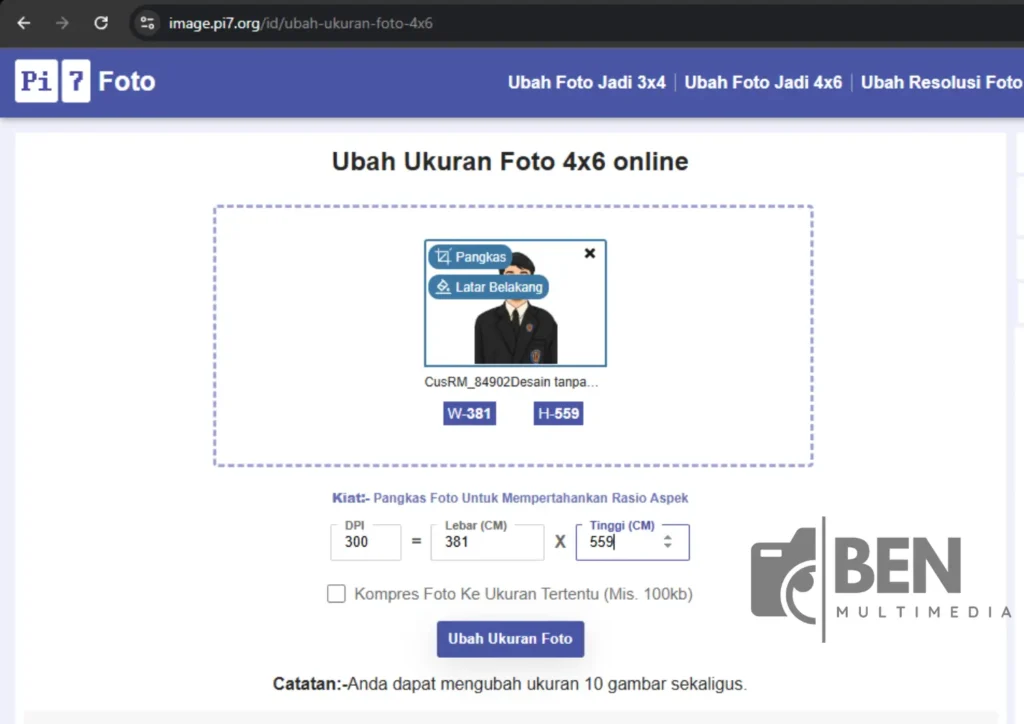ubah ukuran foto 4x6 online di hp