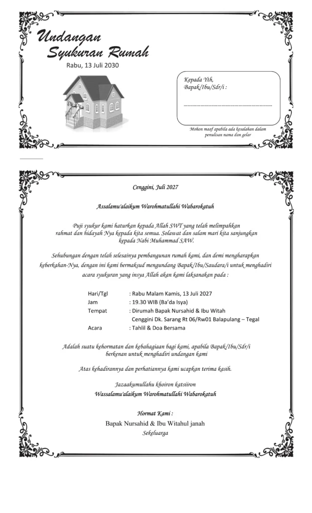 contoh undangan syukuran rumah word