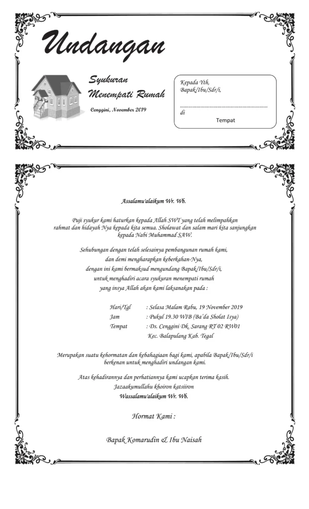 contoh undangan syukuran rumah format word