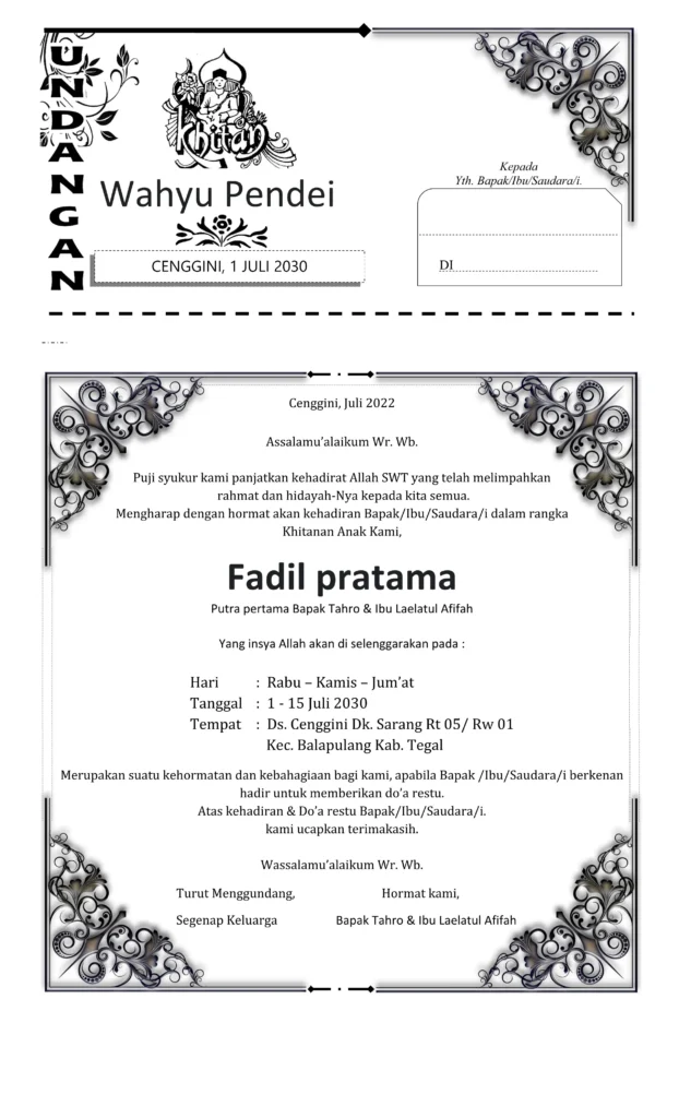 contoh desain undangan khitanan