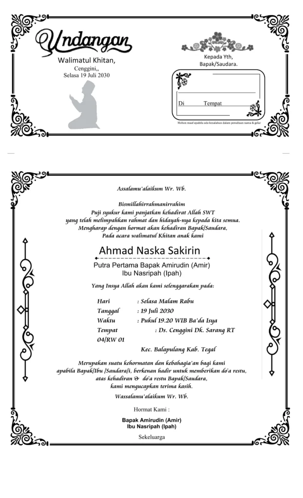 contoh desain undangan khitanan