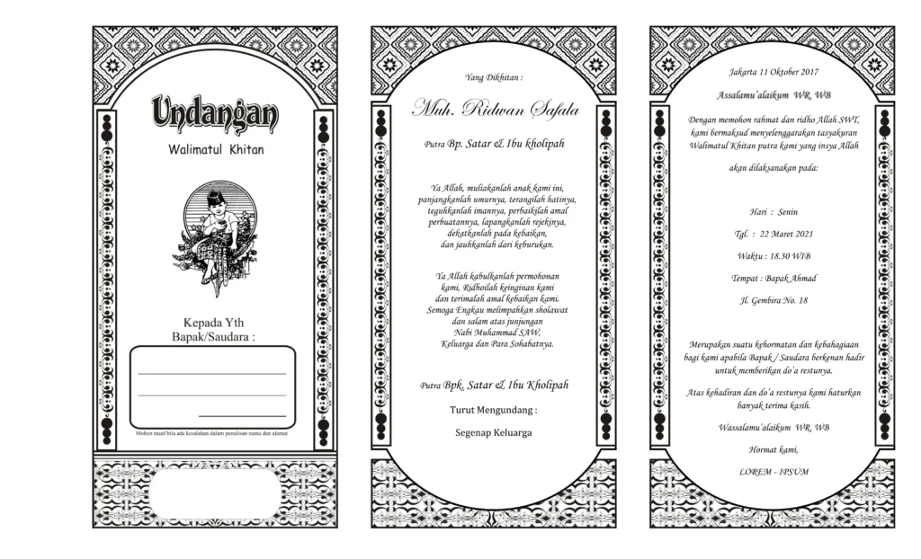 contoh undangan pengajian walimatul khitan