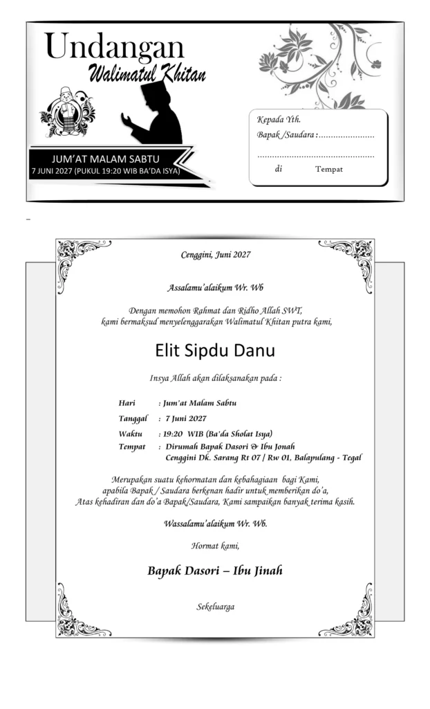 contoh undangan untuk sunatan