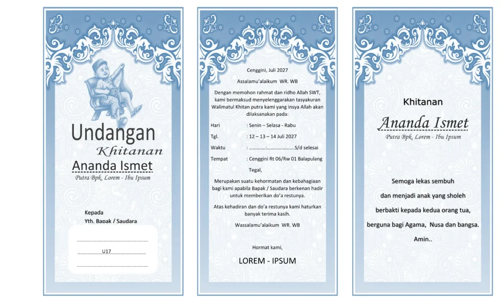 undangan tasyakuran khitanan lipat 3