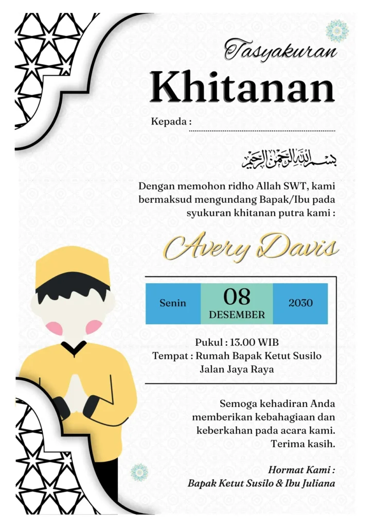 undangan walimatul khitan Word