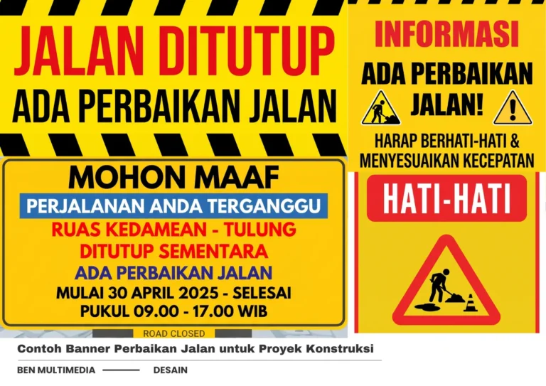 Contoh Banner Perbaikan Jalan untuk Proyek Konstruksi