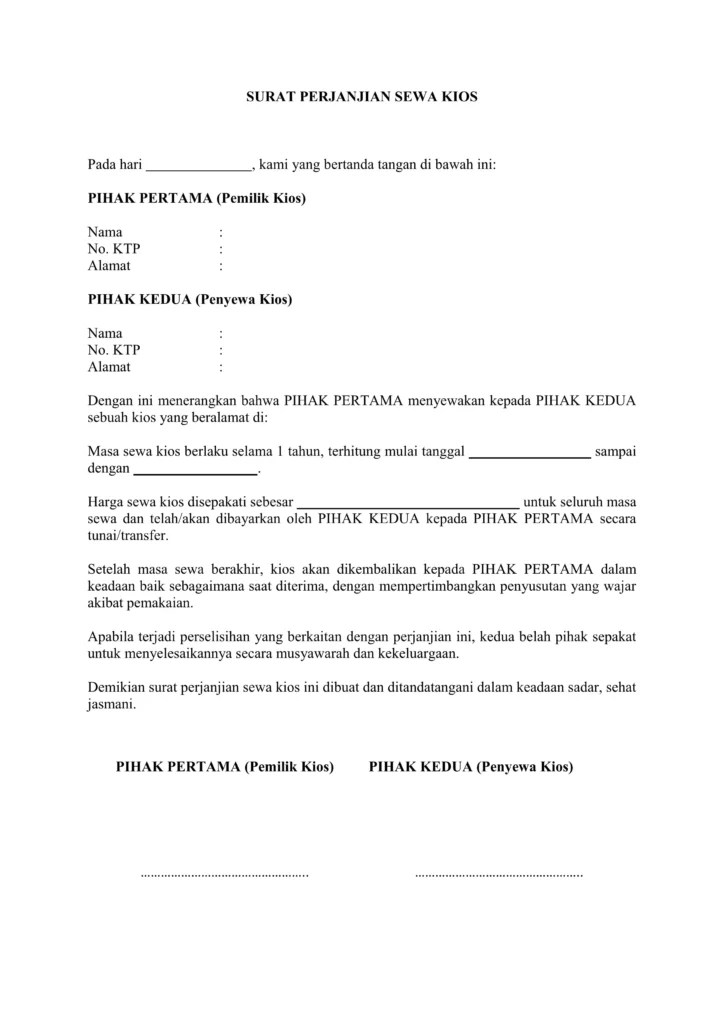 Contoh Surat Perjanjian Sewa Ruko - Ben Multimedia