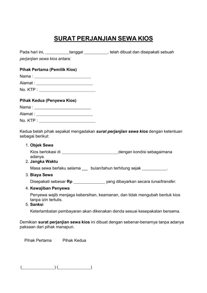 Contoh Surat Perjanjian Sewa Tempat Usaha Pdf - Ben Multimedia
