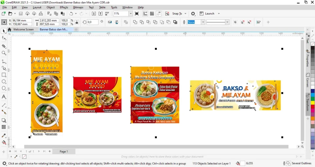 Banner Bakso dan Mie Ayam CDR - Ben Multimedia