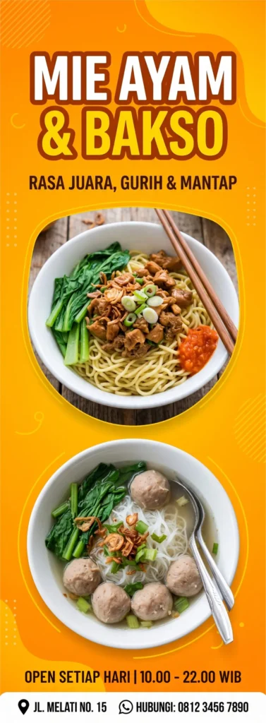 Standing Banner Bakso Mie Ayam - Ben Multimedia