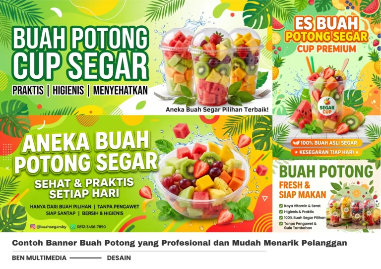 4 Contoh Banner Buah Potong Segar yang Bikin Jualan Laris