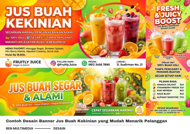 Contoh Banner Jus Buah Kekinian untuk Usaha Minuman Segar
