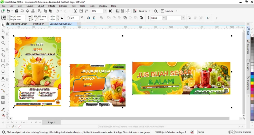 Spanduk Jus Buah Segar CDR - Ben Multimedia