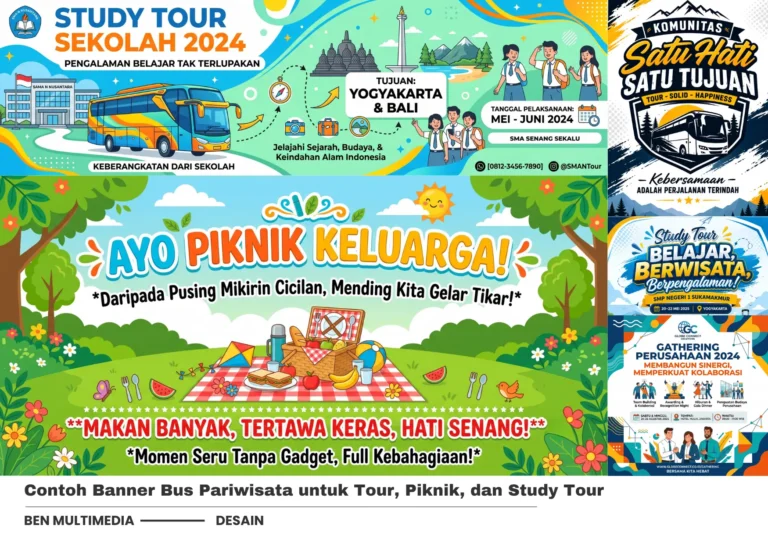 5 Contoh Banner Bus Pariwisata Tour, Piknik, dan Study Tour