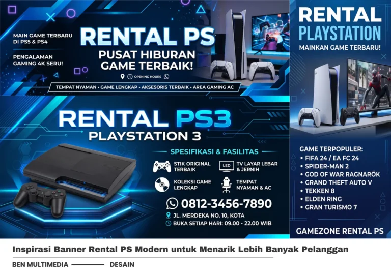 5 Contoh Banner Rental PS untuk Game Center PlayStation