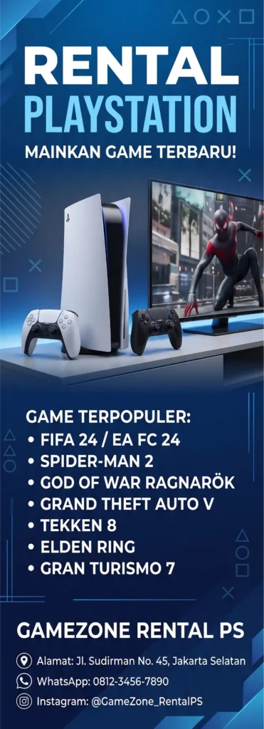 Spanduk Rental Playstation - Ben Multimedia