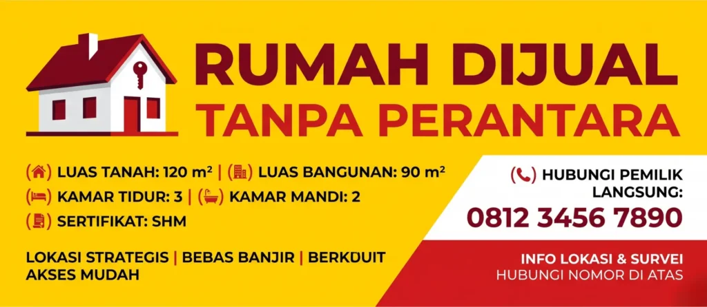 Spanduk Rumah Dijual Tanpa Perantara - Ben Multimedia