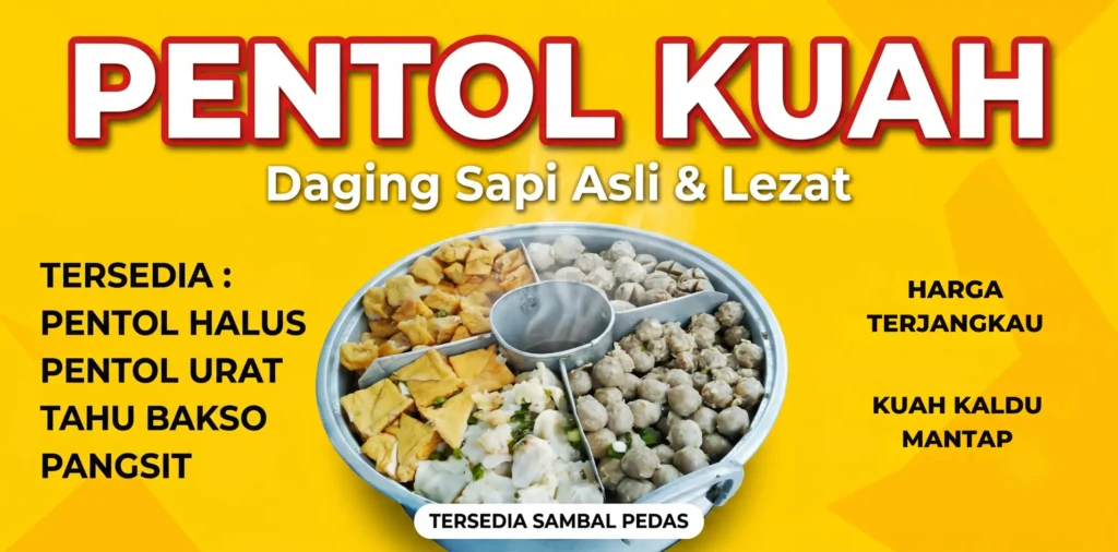5 Contoh Spanduk Pentol Kuah Kekinian untuk UMKM Kuliner 3 Spanduk Pentol Kuah - Ben Multimedia