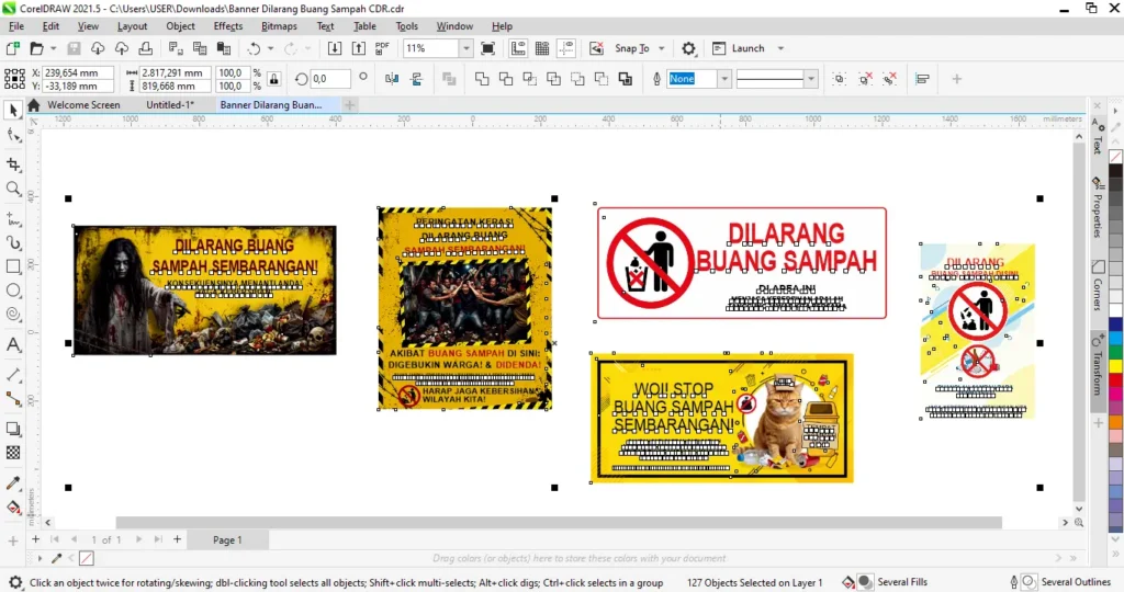 Banner Dilarang Buang Sampah CDR - Ben Multimedia