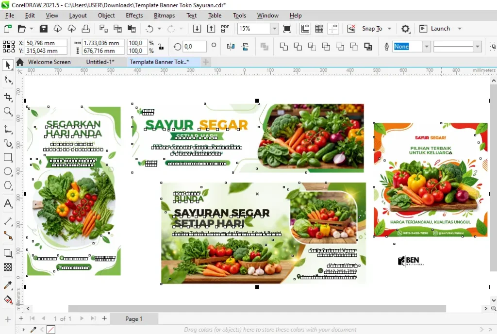 Spanduk Jual Sayur CDR - Ben Multimedia
