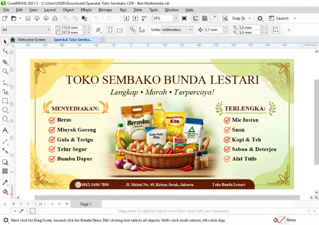 Spanduk Toko Sembako CDR - Ben Multimedia