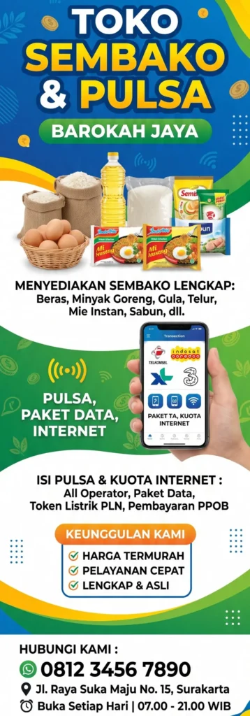 Banner Toko Sembako dan Pulsa - Ben Multimedia