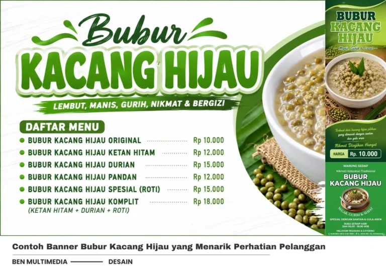 3 Banner Bubur Kacang Hijau Minimalis untuk Usaha Kuliner