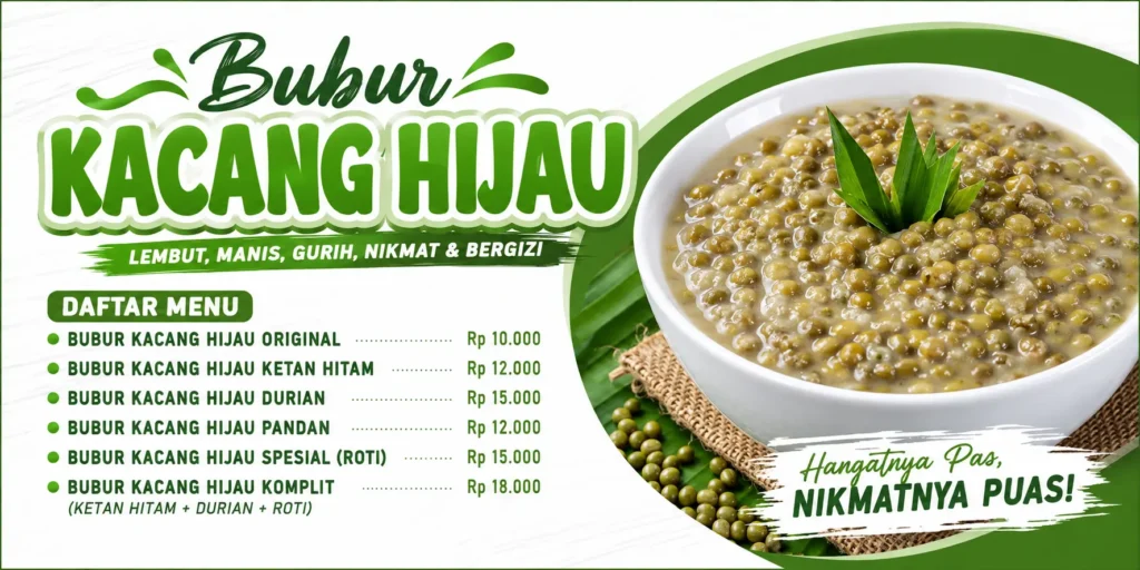 3 Banner Bubur Kacang Hijau Minimalis untuk Usaha Kuliner 4 Contoh Banner Bubur Kacang Hijau dan Ketan Hitam - Ben Multimedia