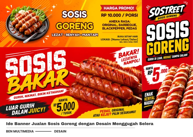 4 Banner Jualan Sosis Goreng Unik untuk Usaha Jajanan