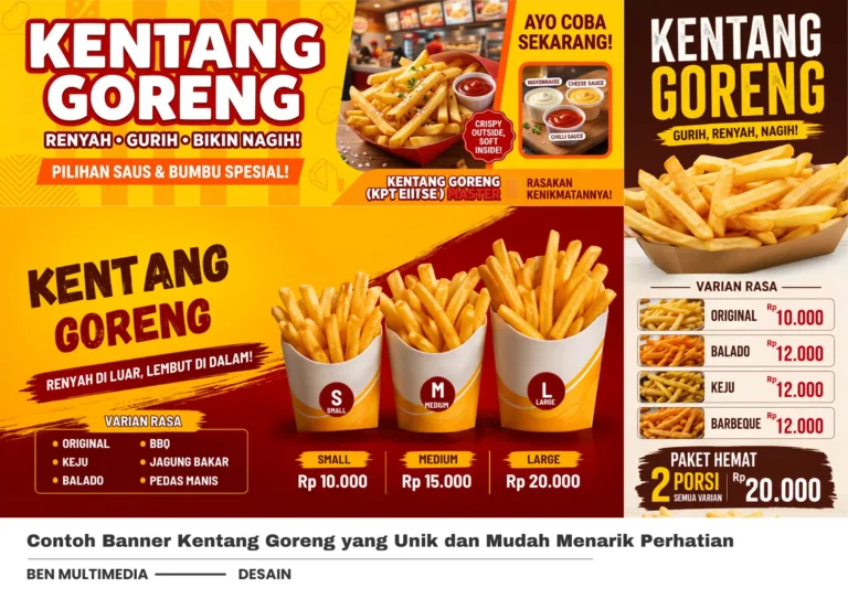 5 Contoh Banner Kentang Goreng Crispy, Spiral dan Varian Lainnya