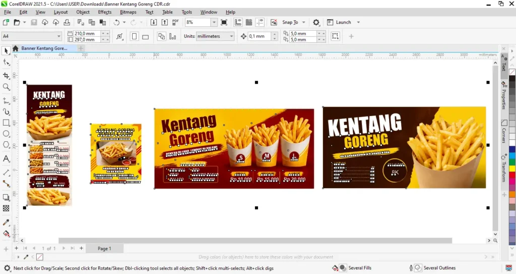 5 Contoh Banner Kentang Goreng Crispy, Spiral dan Varian Lainnya 7 Banner Kentang Goreng CDR - Ben Multimedia