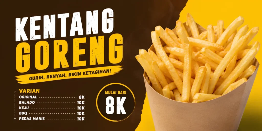5 Contoh Banner Kentang Goreng Crispy, Spiral dan Varian Lainnya 2 Spanduk Kentang Goreng - Ben Multimedia