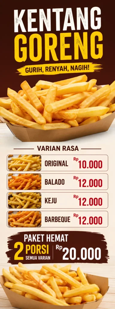 5 Contoh Banner Kentang Goreng Crispy, Spiral dan Varian Lainnya 3 Contoh Banner Kentang Goreng - Ben Multimedia