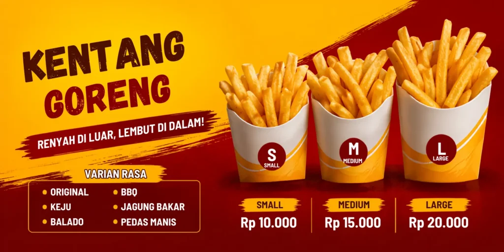 5 Contoh Banner Kentang Goreng Crispy, Spiral dan Varian Lainnya 5 Spanduk Kentang Tornado - Ben Multimedia