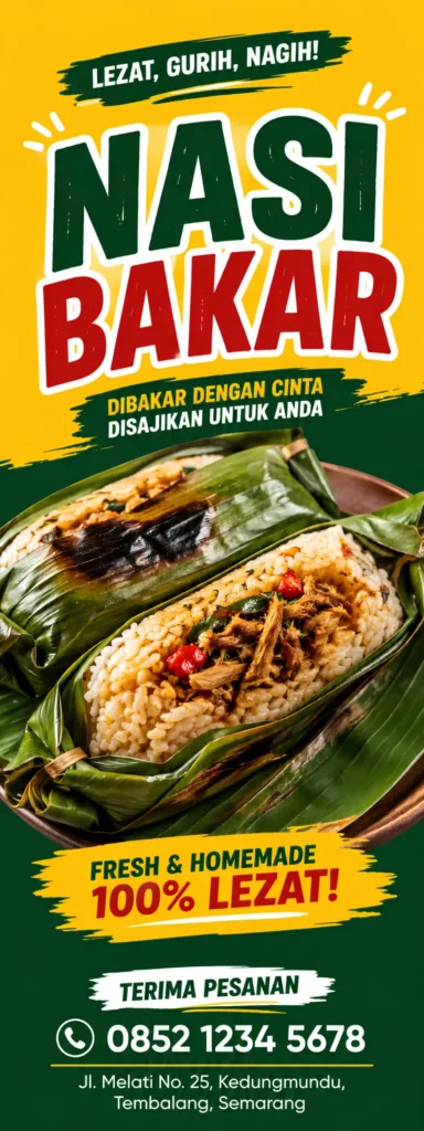 Contoh Standing Banner Nasi Bakar - Ben Multimedia