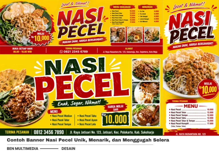 4 Banner Nasi Pecel untuk Warung dengan Desain Modern