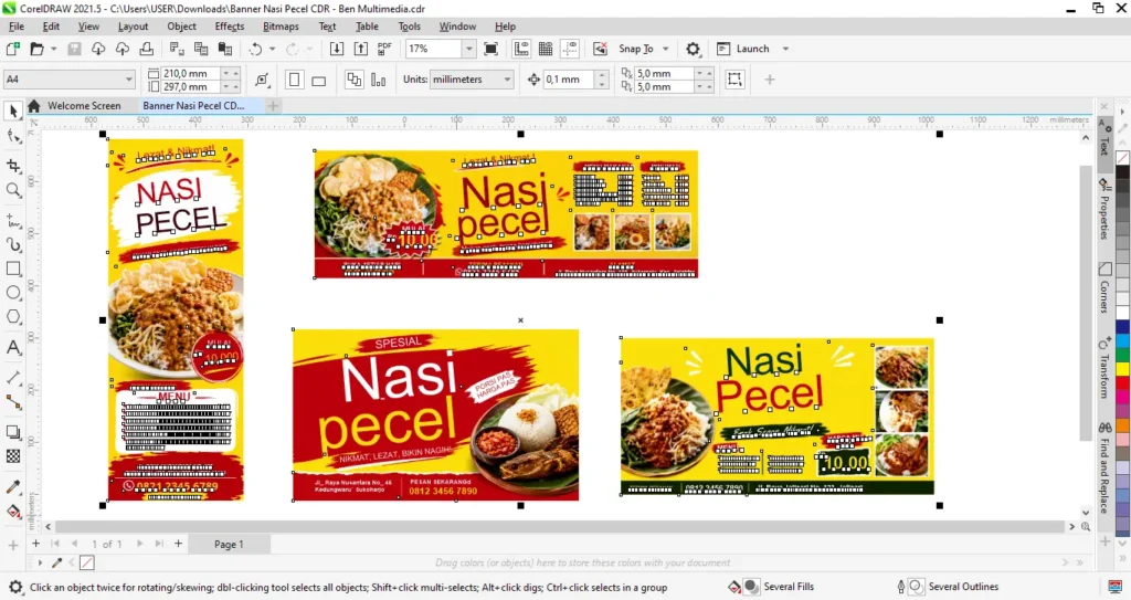 Banner Nasi Pecel CDR - Ben Multimedia