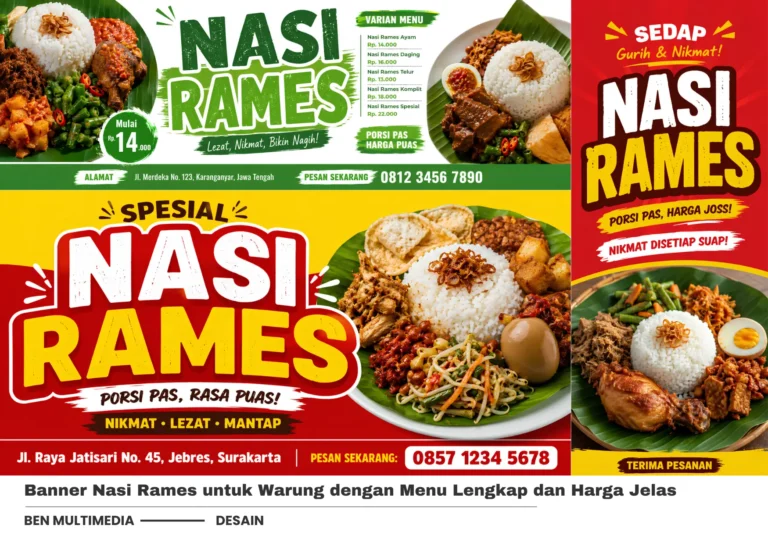 3 Contoh Banner Nasi Rames Buat Warung Makan yang Menarik