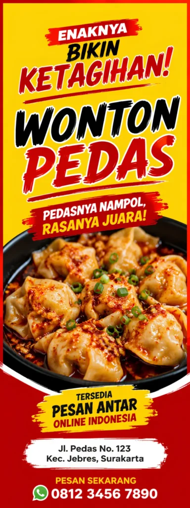 3 Contoh Banner Pangsit Dengan File CDR Custom Siap Cetak 4 Banner Wonton Pedas - Ben Multimedia