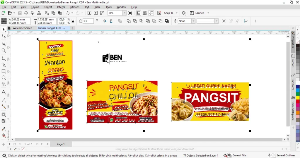 3 Contoh Banner Pangsit Dengan File CDR Custom Siap Cetak 5 Banner Pangsit CDR - Ben Multimedia